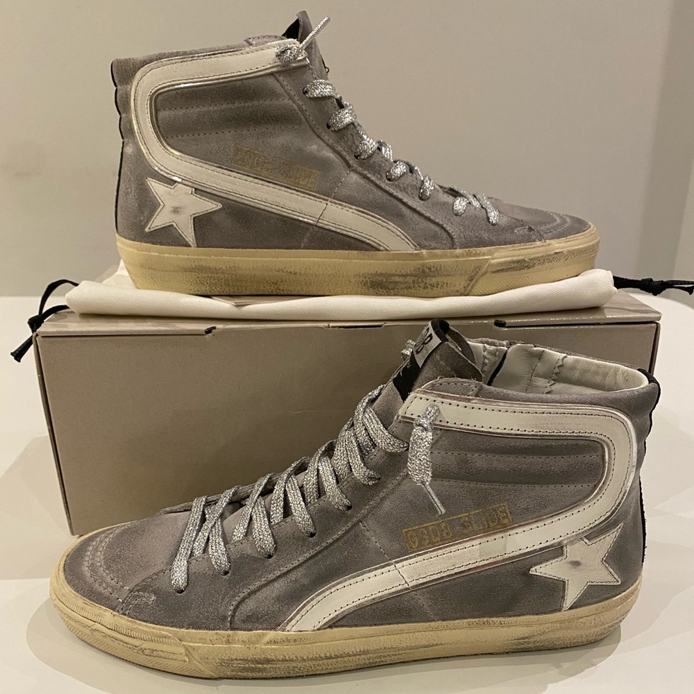 Golden Goose Slide Sneaker in Mud/Black/Silver sz 41 New in Box - Picture 3 of 11